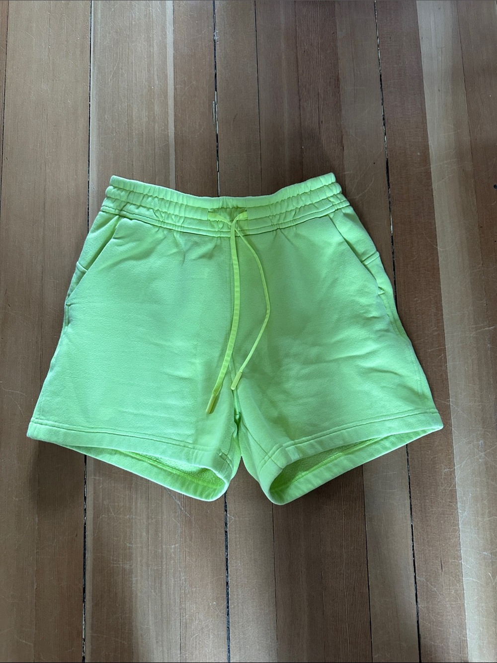 Neon Yellow Drawstring Sweat Shorts